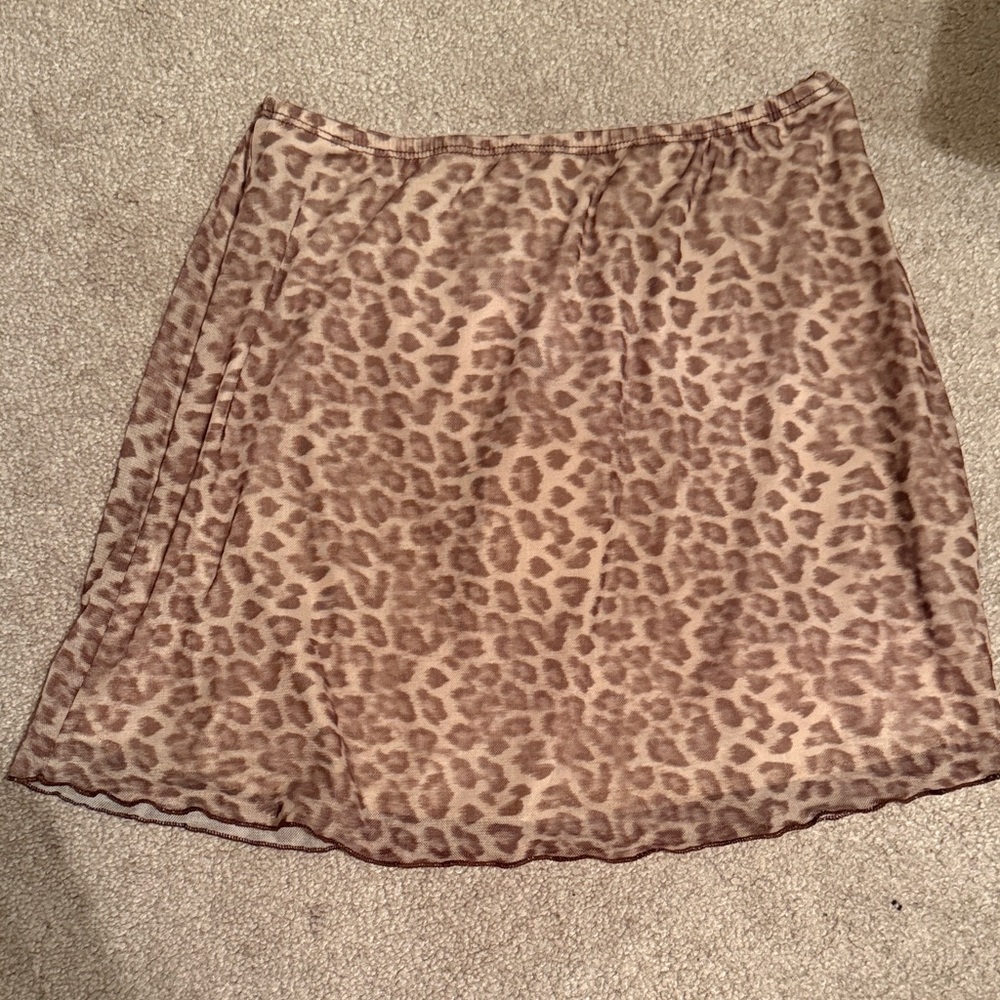 See You Monday Tan Leopard A-Line Skirt